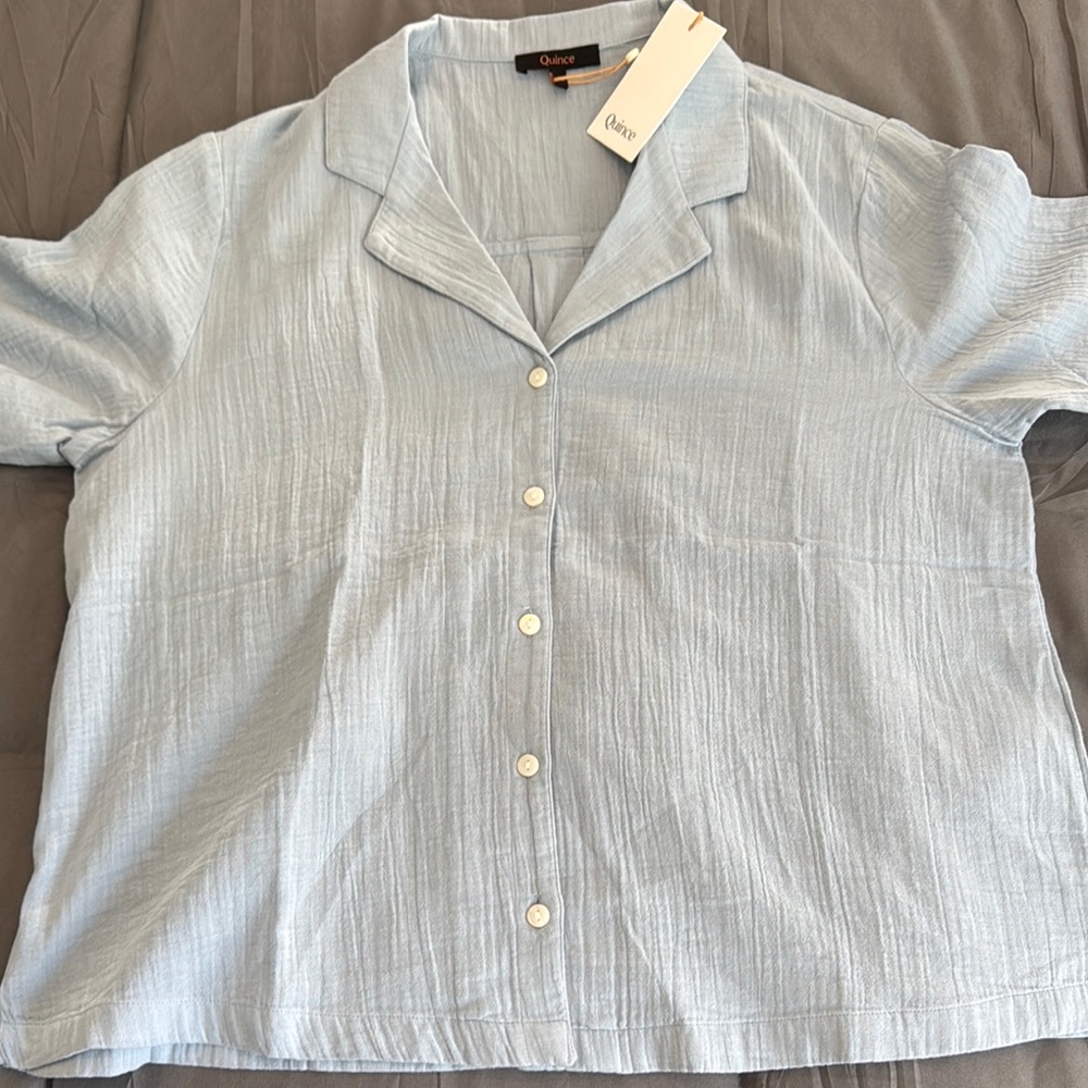Quince Sky Blue Textured Shirt - Picture 4 of 5